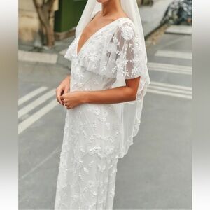 Lulu's Elegant White Lace Wedding Dress